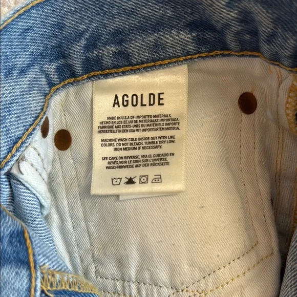 Agolde Parker Light Blue Distressed Jean Shorts Size 28 - Picture 5 of 6